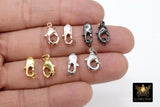 Smooth Gold Lobster Clasps, Silver Lobster claw 8 x 15 mm Jewelry Findings #2248, Long 7x17 mm Includes Jump Rings in Black and Rose Gold