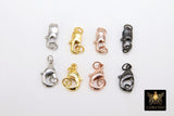 Smooth Gold Lobster Clasps, Silver Lobster claw 8 x 15 mm Jewelry Findings #2248, Long 7x17 mm Includes Jump Rings in Black and Rose Gold