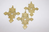 Brass Ethiopian Coptic Cross Pendant, Large African Cross Brass Religious Necklace Jewelry