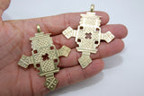 Brass Ethiopian Coptic Cross Pendant, Large African Cross Brass Religious Necklace Jewelry