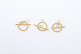 14 K Gold Filled Toggle Clasp, Round Spiral Twist Clasps with Toggle Bar Connectors Links, 11 x 14 mm