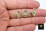 14 K Gold Filled Hammered Heart Charms, Large Pattern Texture Heart Pendants # 2125, 14 20 Jewelry Necklace - 1 Pc/Gold