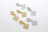 CZ Gold Cross Charm with Rings, Silver Maltese Cross Big Hole Spacer Circle #574, Large Hole Dangle
