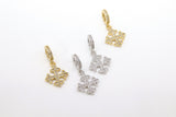 CZ Gold Cross Charm with Rings, Silver Maltese Cross Big Hole Spacer Circle #574, Large Hole Dangle
