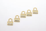 CZ Gold Mini Padlock Charms, Tiny 10 mm Lock Pendant #2609, Necklace and Bracelet Dangles