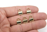 CZ Gold Mini Padlock Charms, Tiny 10 mm Lock Pendant #2609, Necklace and Bracelet Dangles