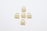 CZ Gold Mini Padlock Charms, Tiny 10 mm Lock Pendant #2609, Necklace and Bracelet Dangles