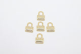 CZ Gold Mini Padlock Charms, Tiny 10 mm Lock Pendant #2609, Necklace and Bracelet Dangles