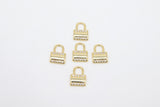 CZ Gold Mini Padlock Charms, Tiny 10 mm Lock Pendant #2609, Necklace and Bracelet Dangles
