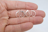 925 Sterling Silver Smooth Lever Back Ear Rings, 2 Pc High Quality Huggie Wire Findings # 2163, Open Loops 9.5 x 16.5 mm