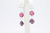 925 Sterling Silver Pink Tourmaline Earrings, Amethyst Gemstones, Dangle Ear Wire Hooks