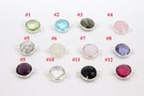 Round Gemstone Connectors, 925 Sterling Silver Linking Bezels #2518, 10 mm Birthstone colors