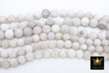 Natural Crazy Lace White Agate Beads, Smooth Agate Round Beads BS# 6, sizes in 8 mm or 10 mm 16 inch Strands