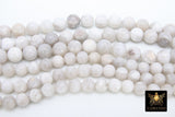 Natural Crazy Lace White Agate Beads, Smooth Agate Round Beads BS #6, sizes in 8 mm or 10 mm 16 inch Strands