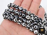 Tibetan Natural Faceted Agate Beads, DZI Agate in Black and White Dot Color Beads BS #10, sizes 10 mm 15 inch FULL Strands