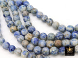 Natural Crazy Lace Blue Agate Beads, Smooth Round Beige and White Blended Beads BS #11, sizes in 8 mm 15 inch Strands