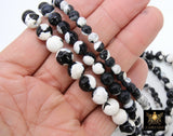 Natural Black and White Agate Beads, Faceted Cow Pattern Blended Beads BS #12, sizes in 6 mm