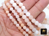 Natural Pink Aventurine Frosted Beads, Genuine Smooth Pink Peach and Cream Round BS #16, sizes in 6 mm 8 mm 10 mm 15.5 Inch FULL Strands