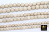 Natural Fossil Beads, Round Cream Ivory Beads, Riverstone Beads BS #17