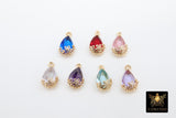 Gold Teardrop Charm, Oval Gold Colorful Flower Filigree #2540, Red Pink Blue Mint Green Purple Egg Bead Crystals