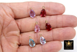 Teardrop Charm in 2 Pcs Oval Colorful Charms #73, Red Pink Aqua Lavender, Crystal Charms