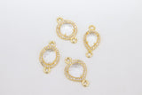 CZ Pave Clear Crystal Quartz Connectors, April Faceted Birthstone, Bridesmaids Jewelry #782