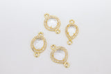 CZ Pave Clear Crystal Quartz Connectors, April Faceted Birthstone, Bridesmaids Jewelry #782