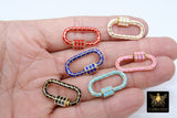 Gold Oval Screw Clasps, Large Enamel Honeycomb Pattern Connector #2341, White Black Aqua Blue Pink Red Findings