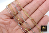 Long Paper Clip Chain, Unfinished Silver Soldered Chains CH #120, Rectangle Drawn Links