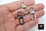 Gold Spring Gate Clasps, Silver or Black Spring Lock Swivel Push Clip #2638, Jewelry Findings 12 x 33 mm