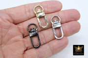Gold Spring Gate Clasp, Silver or Black Swivel Clips 12 x 33 mm, Elongated Purse Clasp