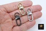 Gold Spring Gate Clasps, Silver or Black Spring Lock Swivel Push Clip #2638, Jewelry Findings 12 x 33 mm