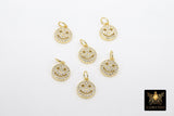 Silver CZ Pave Smiley Face Charms or Connectors, Gold Cubic Zirconia Happy Face # 553, Tiny Necklace Charms 9 x 10 mm