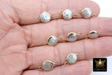 Freshwater Pearl Charms, Gold Round White Charms #2650, 9 x 12 mm Natural Shell