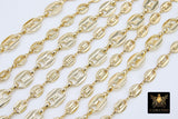 Pig Nose Chain, Unfinished Gold Flat Oval Sequin Chains CH #135, Large and Small Necklace Cable Chains