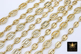 Pig Nose Chain, Unfinished Gold Flat Oval Sequin Chains CH #136, Large and Small Necklace Cable Chains
