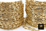 Pig Nose Chain, Unfinished Gold Flat Oval Sequin Chains CH #136, Large and Small Necklace Cable Chains