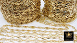 Pig Nose Chain, Unfinished Gold Flat Oval Sequin Chains CH #136, Large and Small Necklace Cable Chains