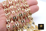 Pig Nose Chain, Unfinished Gold Flat Oval Sequin Chains CH #136, Large and Small Necklace Cable Chains