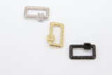 Gold Square Screw Clasps, Silver Textured Scroll Interlocking Necklace Connectors # 2633, Black Screw Clasp Carabiner