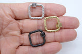 Gold Rectangle Screw Clasps, Silver Filigree Engraved Interlocking Connector #2631, Black Carabiner