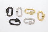 Oval Screw Clasps, Silver Textured Scroll Interlocking Necklace Connectors #2632, Black or Gold Carabiner
