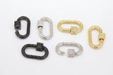 Oval Screw Clasps, Silver Textured Scroll Interlocking Necklace Connectors #2632, Black or Gold Carabiner