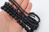 Natural Black Agate Beads, Smooth Frosted Matte Round Black Beads BS #29, sizes 4 mm 6 mm 8mm 10mm 12 mm 15.75 inch Strands