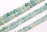 Natural Blue Amazonite Beads, Grade A Round Blue and White Beads BS #30, sizes 4 mm 6 mm 8 mm 15.75 inch Strands