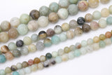 Natural Amazonite Beads, Round Beads in Light Blue and Beige blends BS #25, sizes 6 mm 8 mm 10 mm 15.5 inch Strands