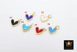 Tiny Gold Enamel Heart Charms, Turquoise Blue Black Red White Heart Charms # 84, Mini Jewelry Charms 8 x 9 mm