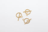14 K Gold Filled Toggle Clasp, Round Spiral Twist Clasps with Toggle Bar Connectors Links, 11 x 14 mm - 1 Set