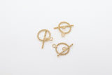14 K Gold Filled Toggle Clasp, Round Spiral Twist Clasps with Toggle Bar Connectors for Bracelet, Necklace