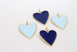 Gold Enamel Heart Charms, Pink Black Red and Baby Blue Hearts #2431, Large Hole White Heart Jewelry Charms